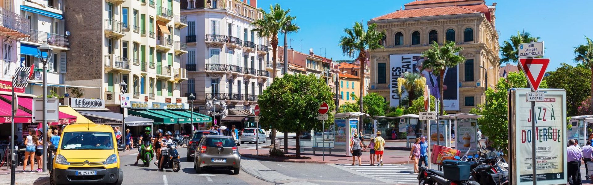 Cannes, France - August 05, 2016: street scene in Cannes with unidentified people. Cannes is well known for its association with the rich and famous, and the Cannes Film Festival