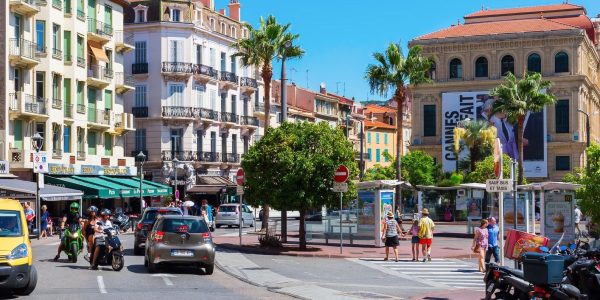 Cannes, France - August 05, 2016: street scene in Cannes with unidentified people. Cannes is well known for its association with the rich and famous, and the Cannes Film Festival